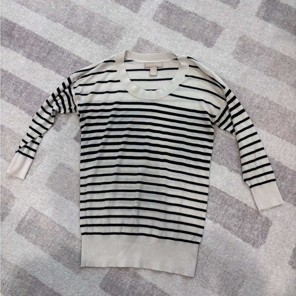 Banana Republic Black and White Striped Sweater